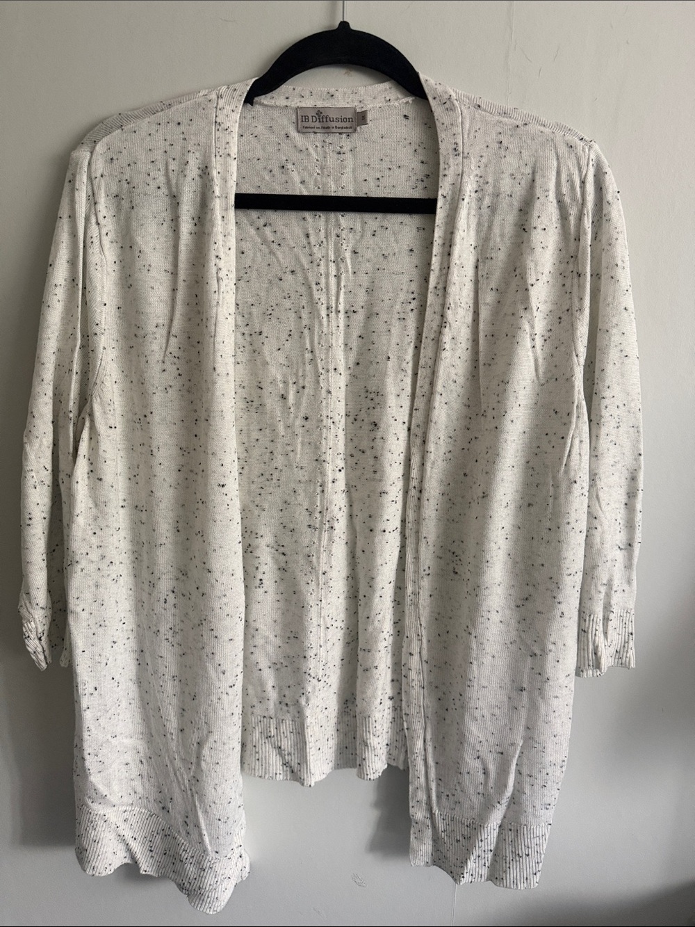 Cream Speckle Open-Front Cardigan